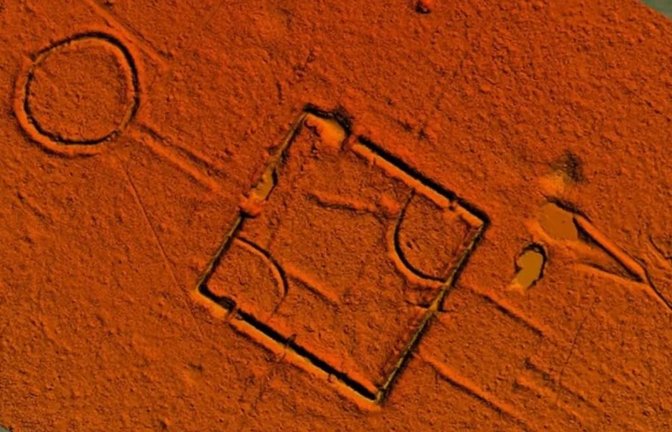 Die Aufnahme mit dem Lasermessgerät macht ein geometrisches Muster auf der Erdoberfläche im brasilianischen Bundesstaat Acre sichtbar.<span class='image-autor'>Martti Pärssinen/Fabio de Novaes</span>