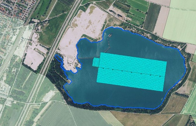 Rund 30 Prozent der Wasserfläche des Stürmlinger Sees will der Betreiber  mit Solarmodulen belegen – doch er bekommt keine Genehmigung dafür.<span class='image-autor'>Foto: Kies und Beton AG</span>