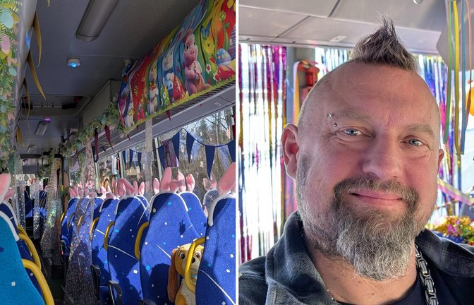 Zu Ostern verwandelt Busfahrer „Borsti“ seinen Schulbus in einen Osterbus.<span class='image-autor'>Foto: Privat</span>