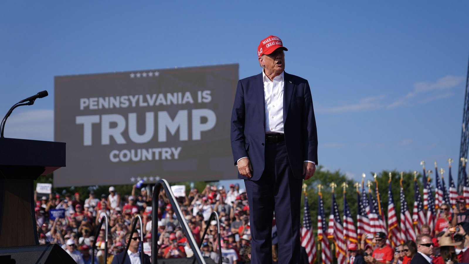 In Pennsylvania wurde auf den Präsidentschaftskandidaten geschossen.Foto: dpa/Evan Vucci In Pennsylvania wurde auf den Präsidentschaftskandidaten geschossen.Foto: dpa/Evan Vucci