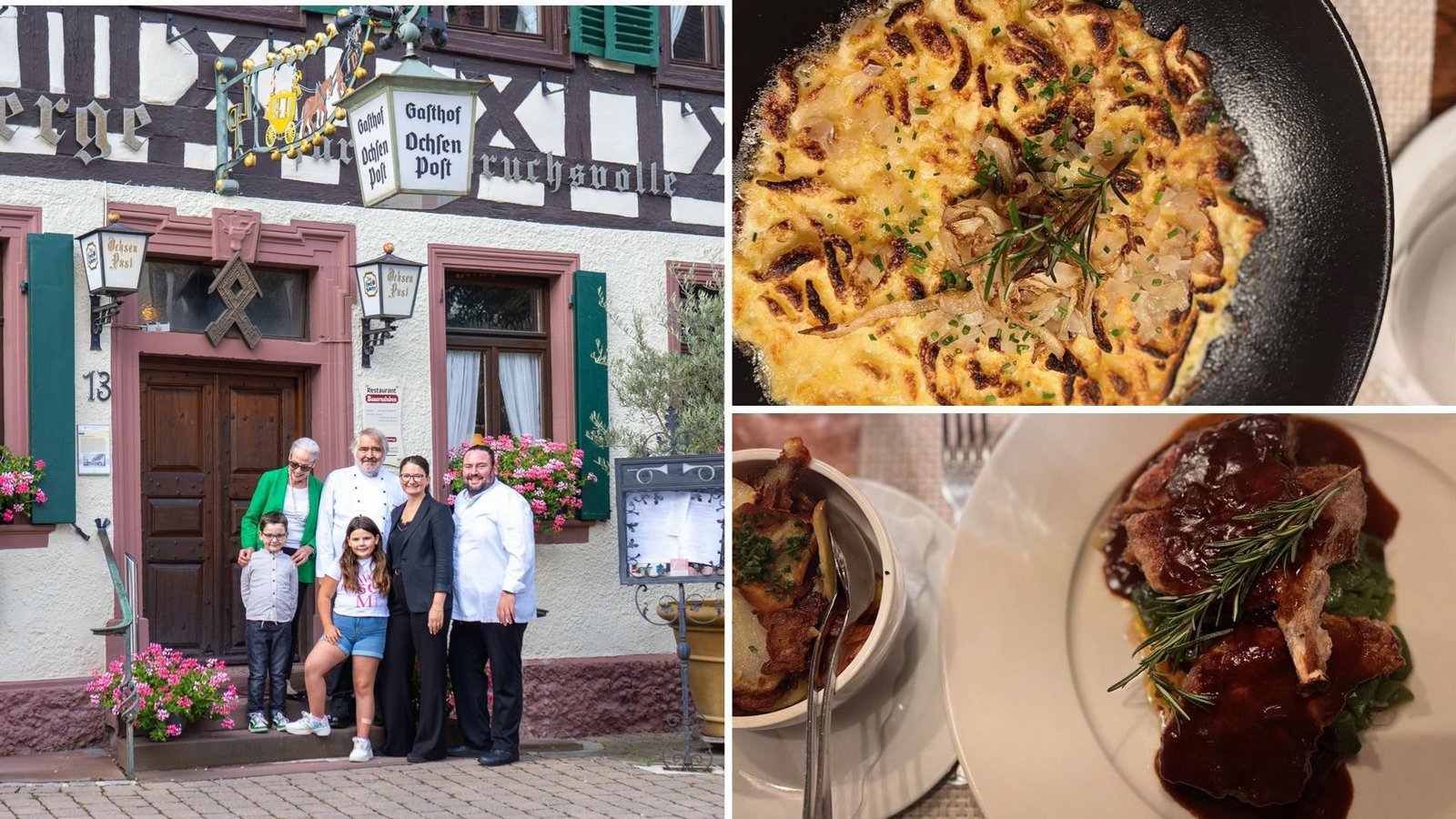 Familie Jost vor der Ochsenpost in Tiefenbronn. Auf die Tische kommen große Portionen.Foto: Ochsenpost Familie Jost vor der Ochsenpost in Tiefenbronn. Auf die Tische kommen große Portionen.Foto: Ochsenpost
