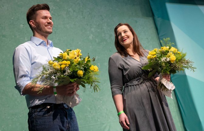 Das Duo Pascal Hagenmüller und Lena Schwelling will sich am Samstag wieder als Landesvorstand wählen lassen.<span class='image-autor'>Foto: dpa/Marijan Murat</span>