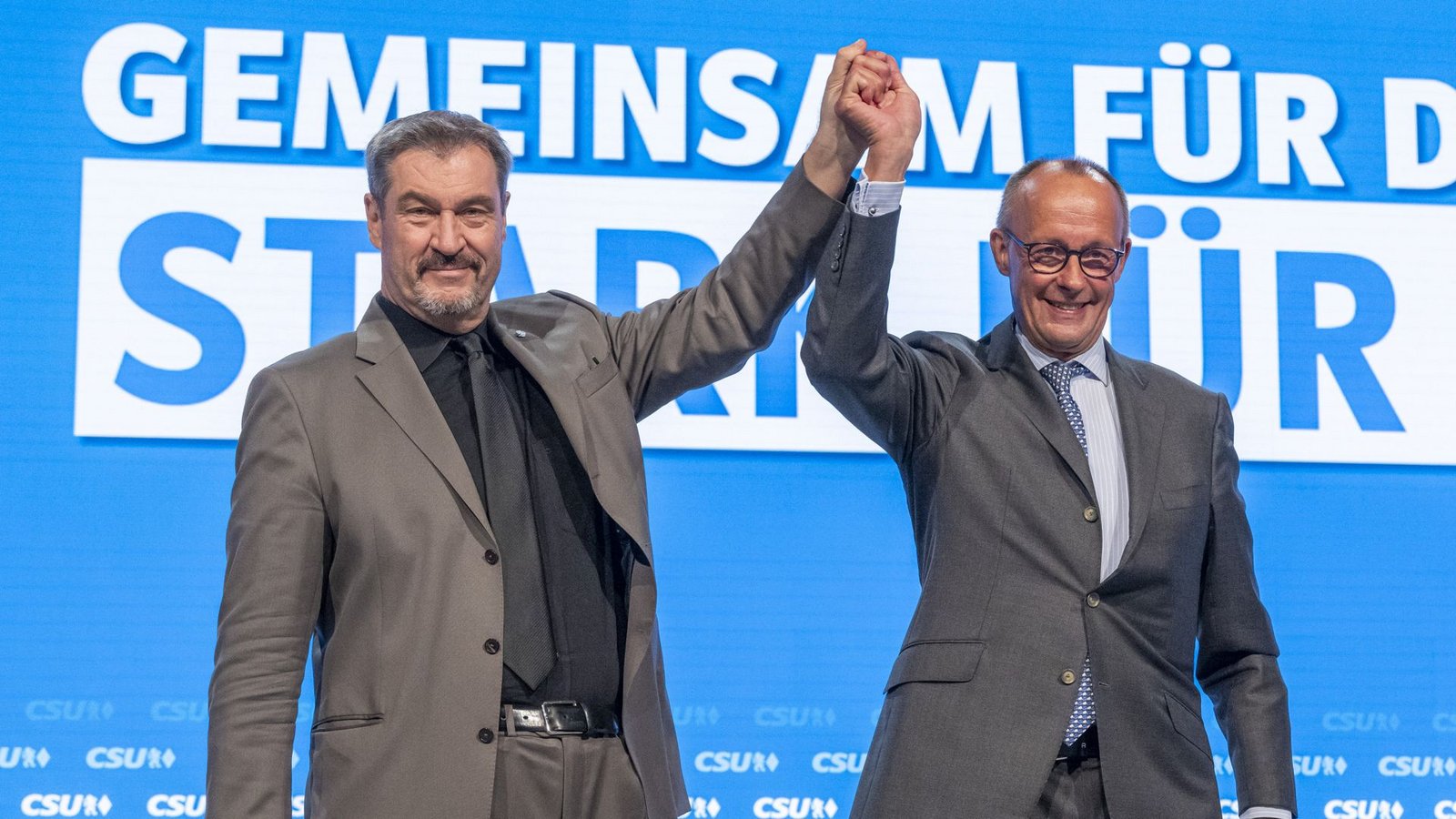 Einig im Ziel, aber nicht immer im Weg: Markus Söder (CSU) und Friedrich Merz (CDU).Foto: dpa/Peter Kneffel Einig im Ziel, aber nicht immer im Weg: Markus Söder (CSU) und Friedrich Merz (CDU).Foto: dpa/Peter Kneffel
