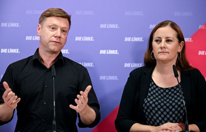 Die linken  Parteichefs Martin Schirdewan und Janine Wissler müssen ihre  Partei auf die Gerechtigkeitsfrage orientieren.<span class='image-autor'>Foto: dpa/Britta Pedersen</span>