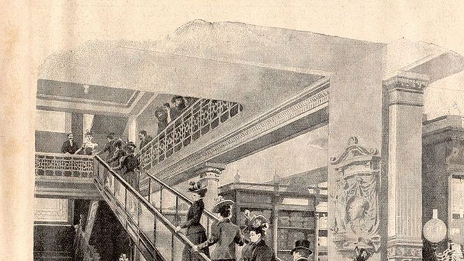 Ein „schräger Aufzug“ ging kurz vor Weihnachten 1898 im Kaufhaus Polich in Leipzig in Betrieb.Foto: Wikipedia commons/August Polich Ein „schräger Aufzug“ ging kurz vor Weihnachten 1898 im Kaufhaus Polich in Leipzig in Betrieb.Foto: Wikipedia commons/August Polich