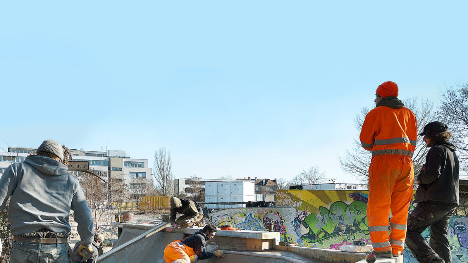 Selbst ist der Skater: gemeinsames Bauen an der Bahn.Foto: Landtag BW//Leif Piechowski