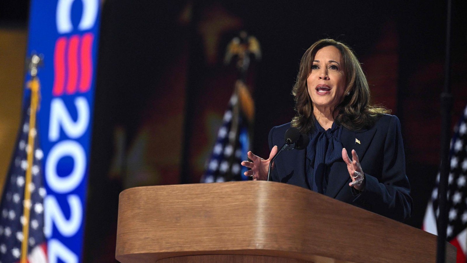 Kamala Harris auf dem Parteitag ihrer demokratischen ParteiFoto: AFP/Saul Loeb Kamala Harris auf dem Parteitag ihrer demokratischen ParteiFoto: AFP/Saul Loeb