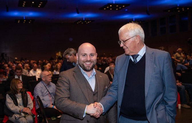 Markus Frohnmaier und Emil Sänze führen weiter die AfD in Baden-Württemberg.<span class='image-autor'>Foto: dpa/Christoph Schmidt</span>