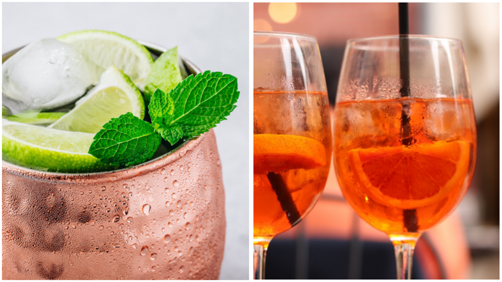 Die Kaulitz-Brüder mixen sich einen Mexican Mule (l.) und einen Aperol Spritz mit Glitzer (r.) (Symbolbilder)Foto: nblx/ Shutterstock; Klymenko Mariia/ Shutterstock Die Kaulitz-Brüder mixen sich einen Mexican Mule (l.) und einen Aperol Spritz mit Glitzer (r.) (Symbolbilder)Foto: nblx/ Shutterstock; Klymenko Mariia/ Shutterstock