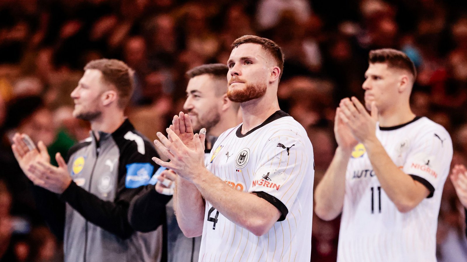 Die DHB-Auswahl beim letzten Testspiel vor der EM in Kiel gegen Portugal am vergangenen Samstag.Foto: dpa/Frank Molter