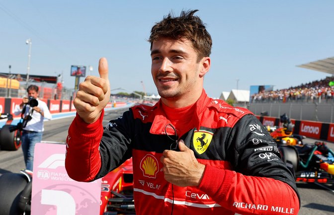Gute Ausgangslage für das Rennen: Ferrari-Pilot Charles Leclerc hat sich für den Großen Preis von Frankreich die Pole Position gesichert.<span class='image-autor'>Foto: Eric Gaillard/Pool Reuters via AP/dpa</span>
