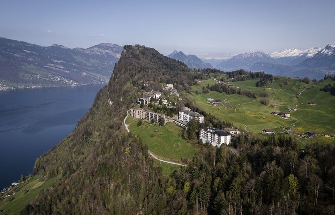 Hier im Bürgenstock Resort oberhalb des Vierwaldstättersees soll die Friedens-Konferenz stattfinden.<span class='image-autor'>Foto: Michael Buholzer/KEYSTONE/dpa</span>
