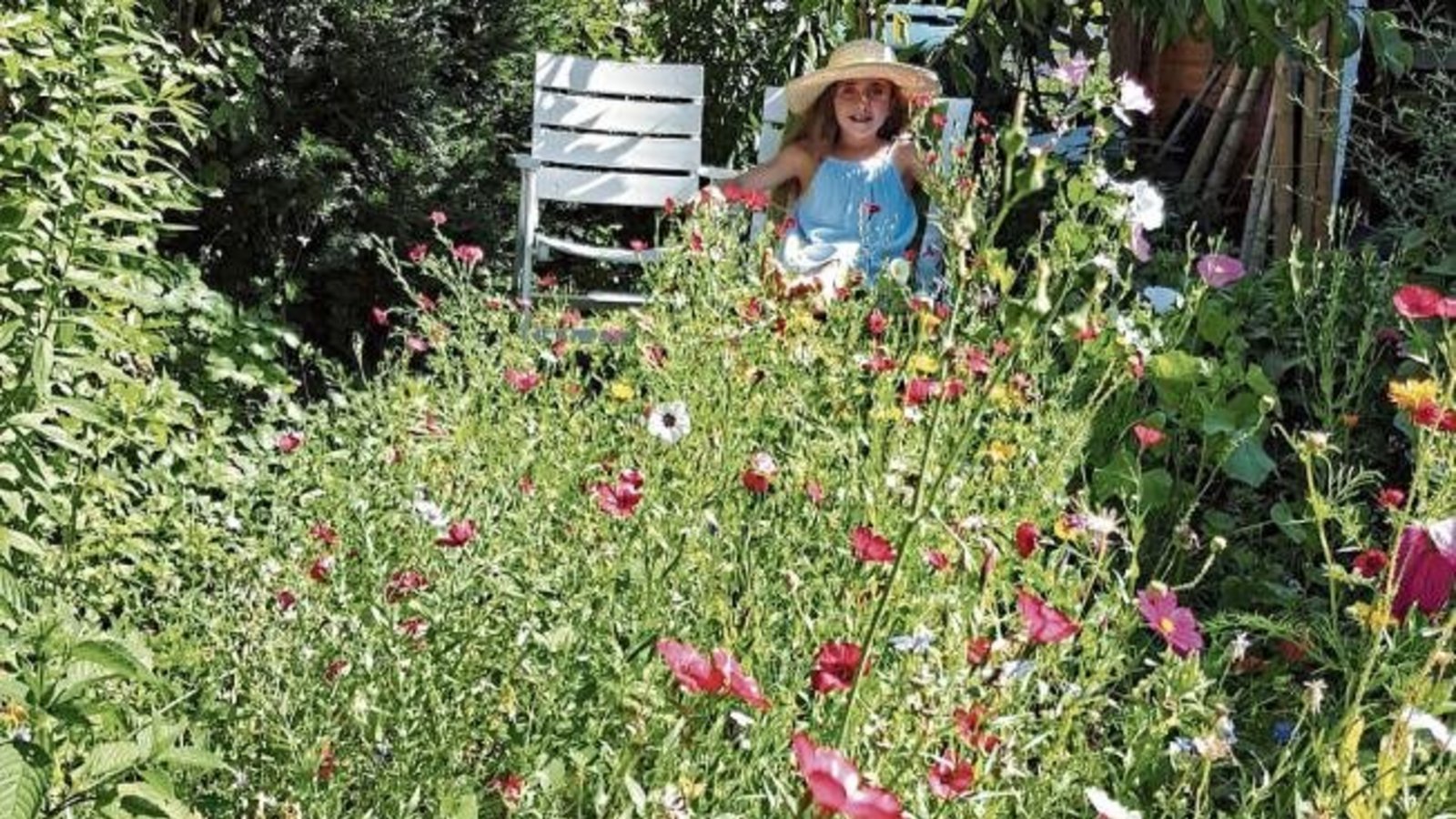„Vaihinger Idylle – kleine Dame in Omas Blumengarten“, schreibt Caren Schneider zu ihrem bunten Foto.