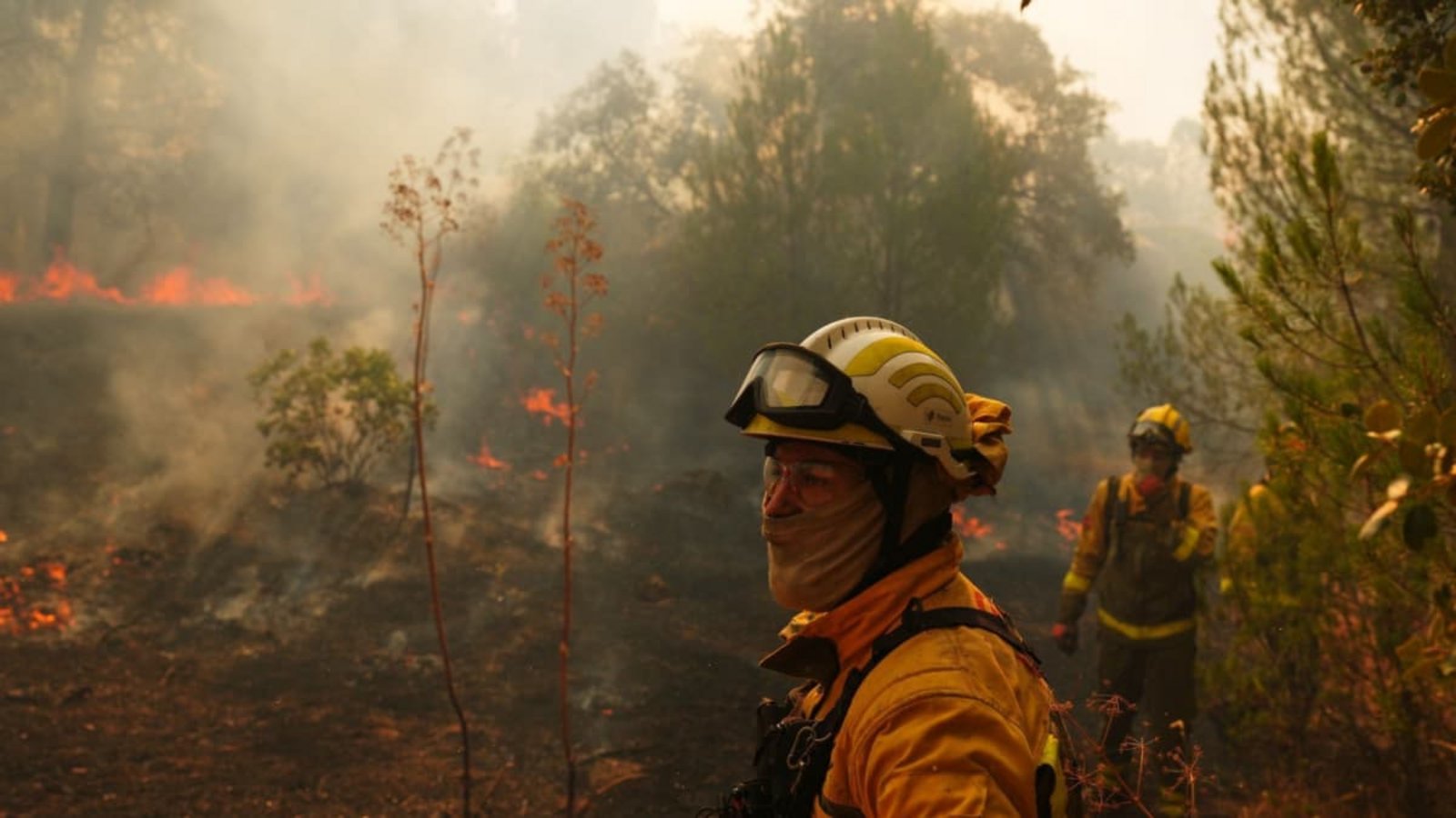 Spanien kämpft gegen zahlreiche Waldbrände. Wegen der schweren Feuer rief die Regierung für die Umgebung der Hauptstadt Madrid sowie für die Region Ávila den Notstand aus.Manu Fernandez/AP/dpa