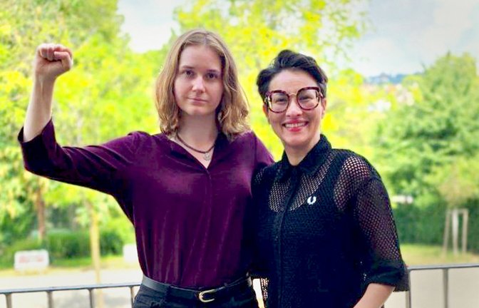 Amelie Vollmer (links) und Ellena Schumacher Koelsch kandidieren im Landtagswahlkampf 2026 für eine Linke-Doppelspitze.<span class='image-autor'>Foto: die Linke</span>