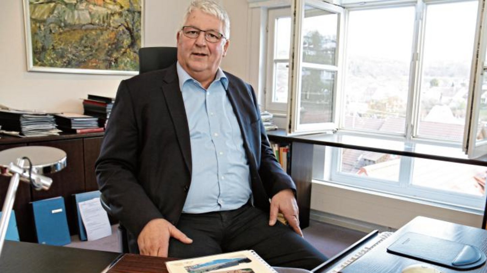 Ausgeglichener Haushalt, ausgeglichener Schultes: Peter Schäfer in seinem Büro.