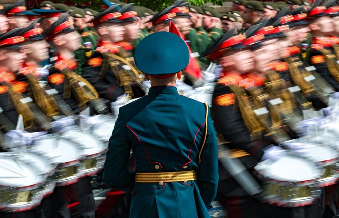 In Moskau hatten bereits am Sonntag (5. Mai) rund  9000 Soldaten für die Militärparade am Tag des Sieges über Nazi-Deutschland am 9. Mai geprobt.<span class='image-autor'>Foto: Imago/Itar-Tass</span>