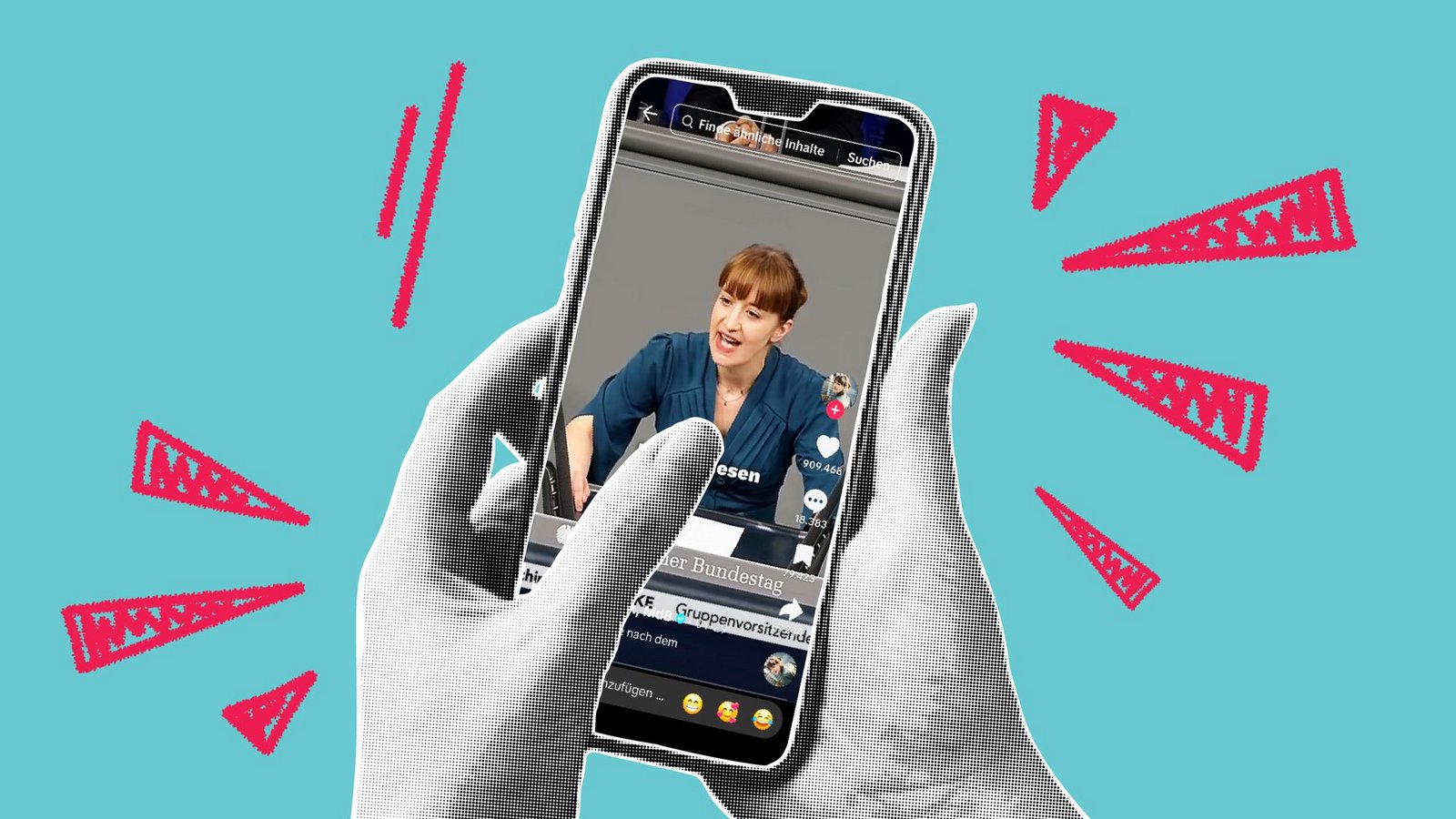 Die Linken-Politikerin Heidi Reichinnek hatte mit einer Bundestagsrede ihren größten Tiktok-Hit.Foto: Screenshot/Montage: Ruckaberle Die Linken-Politikerin Heidi Reichinnek hatte mit einer Bundestagsrede ihren größten Tiktok-Hit.Foto: Screenshot/Montage: Ruckaberle
