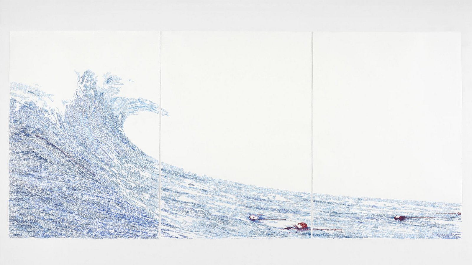 aber auch das Triptychon „Die Welle - Moby Dick“ von  2011 aus der  Sammlung Alison und Peter W. Klein ...Foto: Brigitte Waldach /Bernd Borchardt