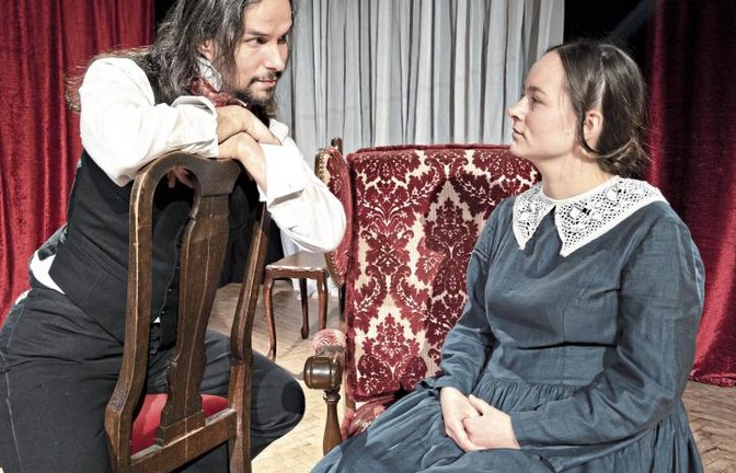 Patrick Weiß als Mr. Rochester und Annalena Grihn als Jane Eyre. Foto: Fydrich