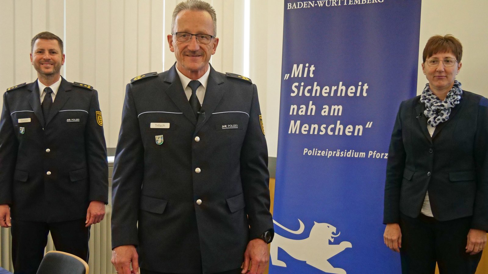 Sicher wie lange nicht mehr: Historische Tiefstände vermelden Andreas Bjedov, Wolfgang Tritsch und Sandra Zarges (von links) für den Einflussbereich des Polizeipräsidiums Pforzheim, was die gemeldete Zahl der Straftaten im vergangenen Jahr angeht. Foto: Friedrich