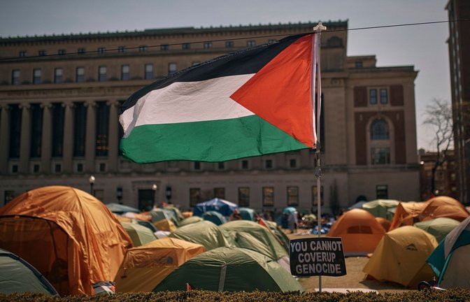 Mittlerweile protestieren Studierende und Hochschulpersonal an Universitäten in mehr als zwei Dutzend US-Bundesstaaten gegen den Gaza-Krieg.<span class='image-autor'>Foto: Andres Kudacki/AP/dpa</span>