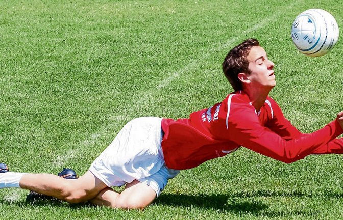 Max Winkler macht sich lang. Im Finale der U-16-DM hat es dennoch nicht ganz gereicht. Die Nachwuchsfaustballer des TV Vaihingen verloren gegen den TV Brettorf knapp. Foto: Archiv/Simecek