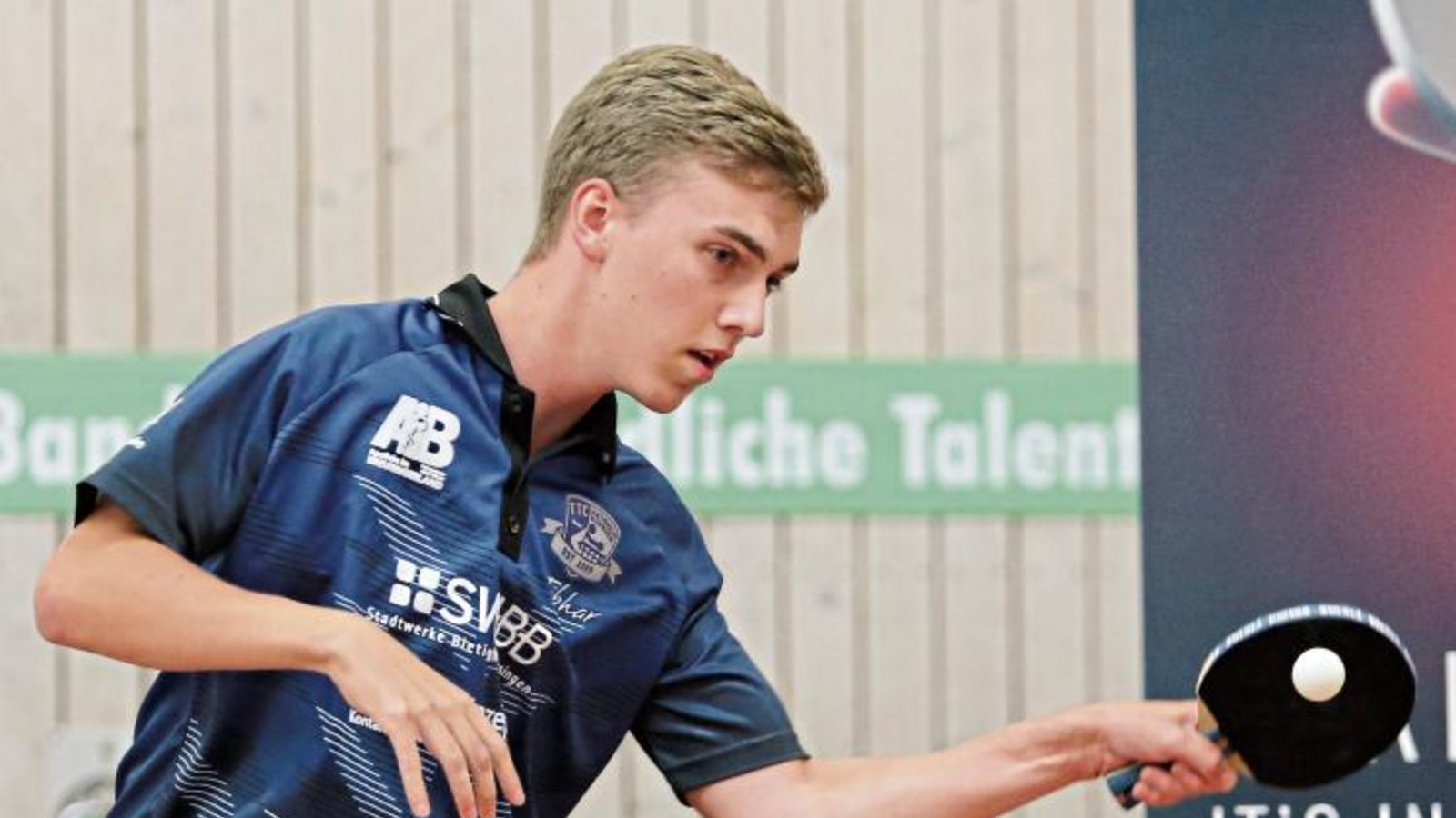 Tom Mayer hatte mit zwei Einzel- und an der Seite von Nick Rüter auch einem Doppelpunkt maßgeblichen Anteil am 9:5-Erfolg des TTC Bietigheim-Bissingen beim TTC Wehrden. Foto: Baumann Tom Mayer hatte mit zwei Einzel- und an der Seite von Nick Rüter auch einem Doppelpunkt maßgeblichen Anteil am 9:5-Erfolg des TTC Bietigheim-Bissingen beim TTC Wehrden. Foto: Baumann