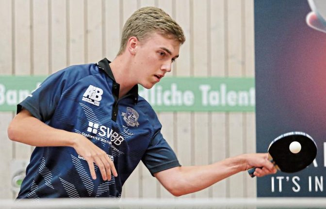 Tom Mayer hatte mit zwei Einzel- und an der Seite von Nick Rüter auch einem Doppelpunkt maßgeblichen Anteil am 9:5-Erfolg des TTC Bietigheim-Bissingen beim TTC Wehrden. Foto: Baumann