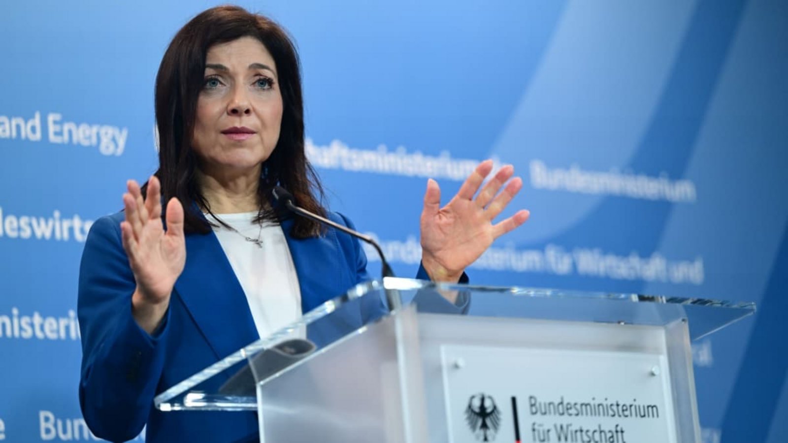 Wirtschaftsministerin Katherina Reiche (CDU) bei der Vorstellung der „Startup- und Scaleup-Strategie“.Sebastian Gollnow/dpa