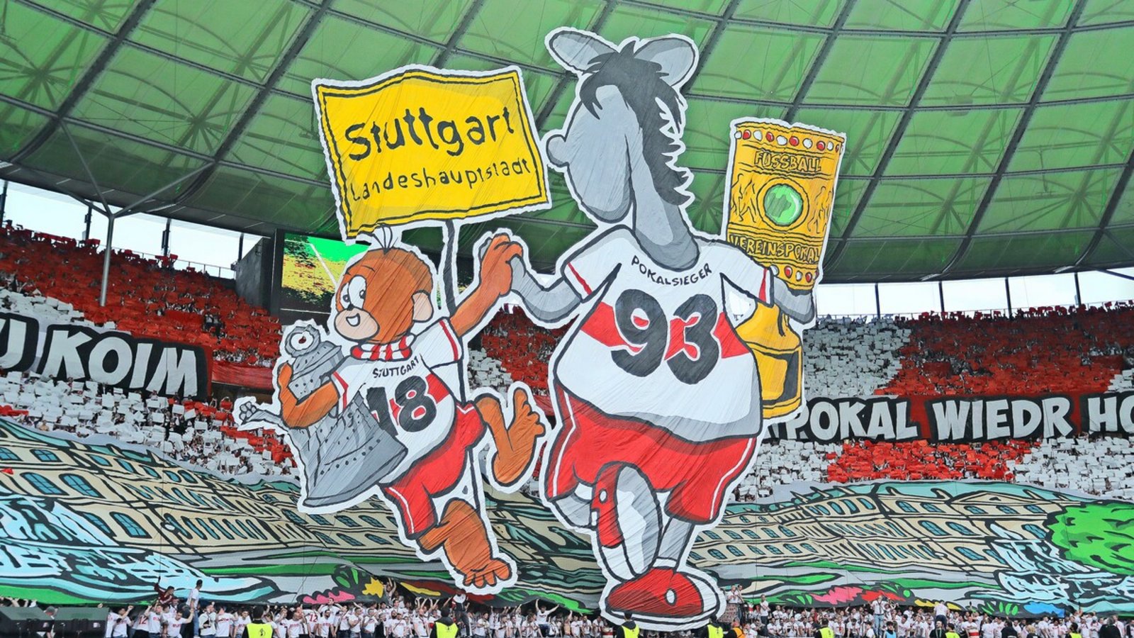 Beim Pokalfinale am 24. Mai 2025 in Berlin haben sich die Fans des VfB im Olympia-Stadion etwas ganz Besonderes ausgedacht.Foto: Baumann