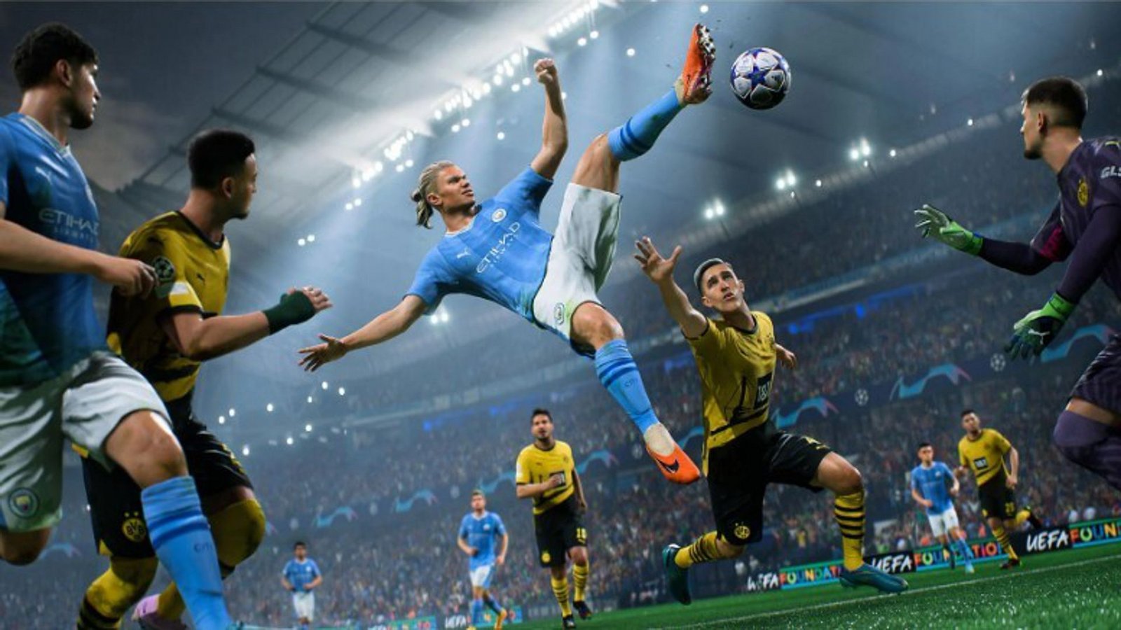 Auch Erling Haaland (Mitte) steht zur Wahl beim TOTY.Foto: ea fc 24/
ea fc 24 Auch Erling Haaland (Mitte) steht zur Wahl beim TOTY.Foto: ea fc 24/
ea fc 24