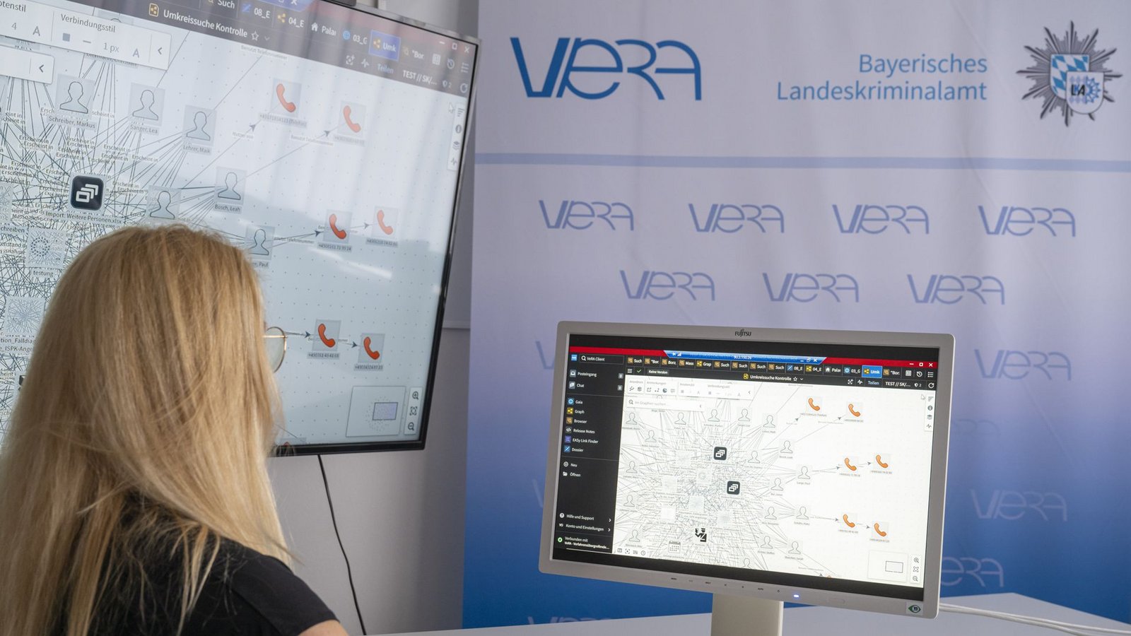 In Bayern arbeitet das LKA bereits mit VeRA – deren Kern ist die Software des US-Anbieters Palantir.Foto: Peter Kneffel/dpa In Bayern arbeitet das LKA bereits mit VeRA – deren Kern ist die Software des US-Anbieters Palantir.Foto: Peter Kneffel/dpa