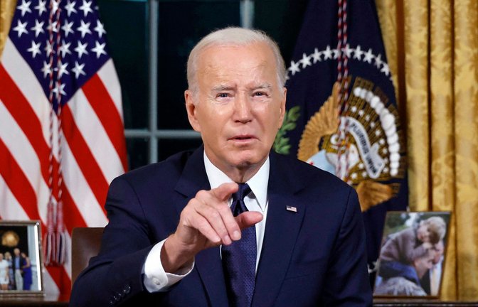 US-Präsident Joe Biden während seiner Rede an die Nation im Oval Office des Weißen Hauses in Washington<span class='image-autor'>Foto: AFP/Jonathan Ernst</span>