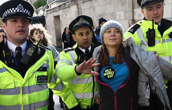 Greta Thunberg wurde in London festgenommen.<span class='image-autor'>Foto: AFP/HENRY NICHOLLS</span>