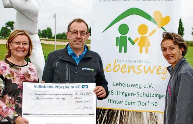 Rudi Maulick, Ute Briem, Armin Christian, Susanne Kiefner und Heinz Briem bei der symbolischen Spendenübergabe.  Foto: p