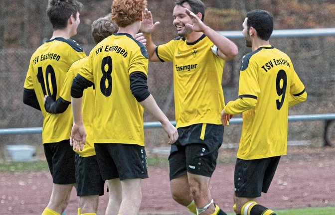 Die Ensinger Fußballer um Teamkapitän Jens Fischer (Zweiter von rechts) bieten in ihrem Teilort einen Helferservice an. Foto: Leitner