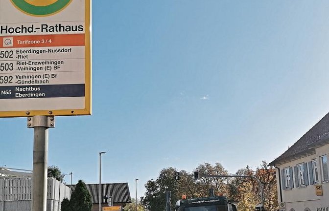 Die Bushaltestelle am nördlichen Fahrbahnrand der Hauptstraße in Hochdorf ist eine der wenigen Stationen, die sich nicht barrierefrei umgestalten lassen.  Foto: Banholzer