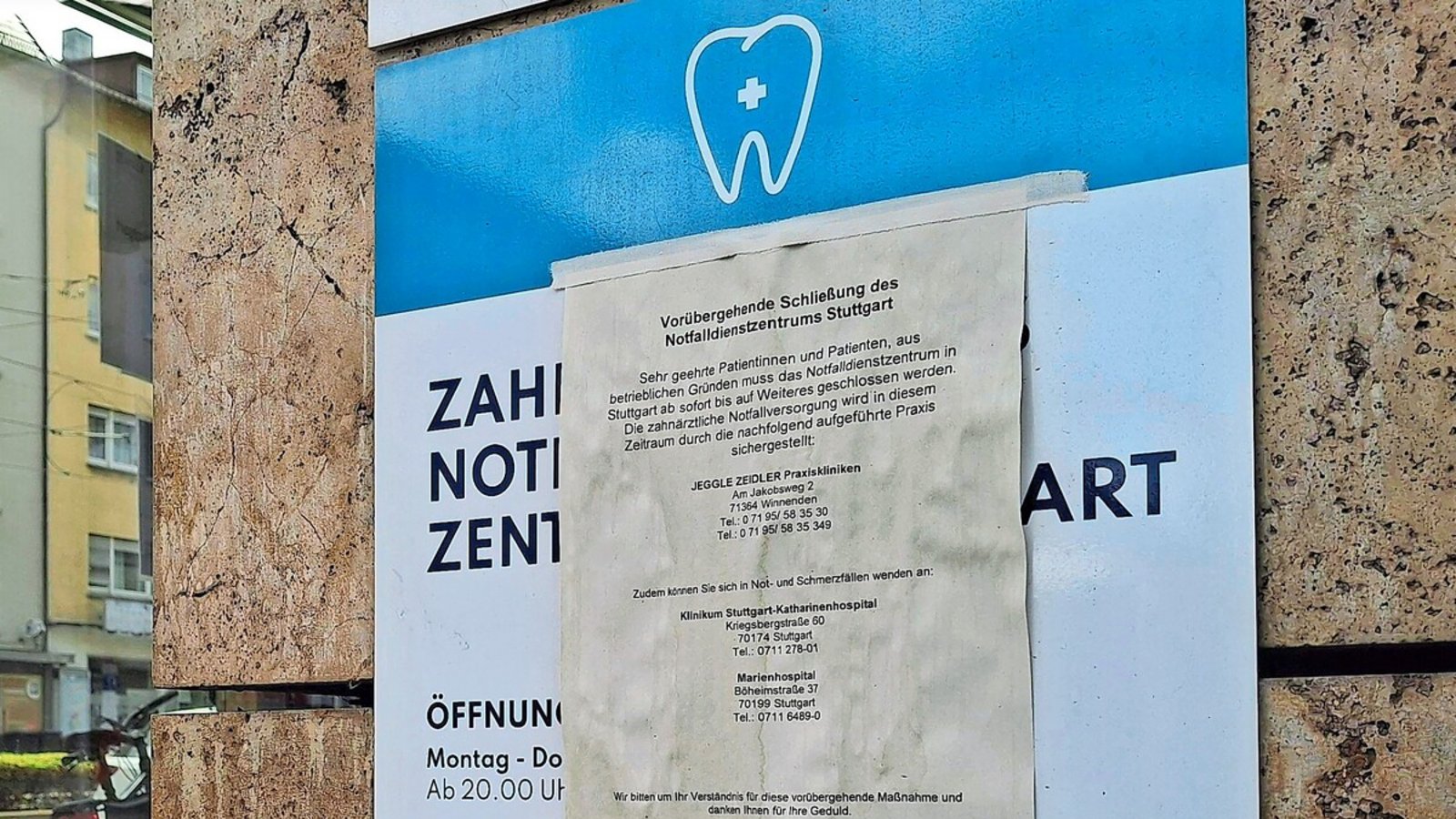 Derzeit geschlossen: die Zahnärztliche Notfallpraxis in Stuttgart-WestFoto: Andreas Müller