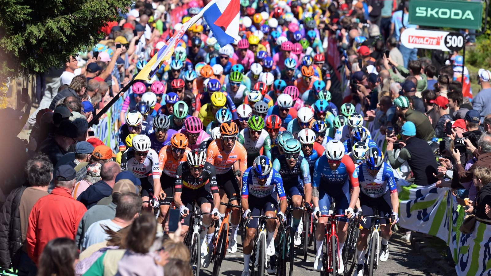 Dreimal mussten die Radprofis die bis zu 19 Prozent steile Mur von Huy hinauf.Foto: David Pintens/Belga/dpa