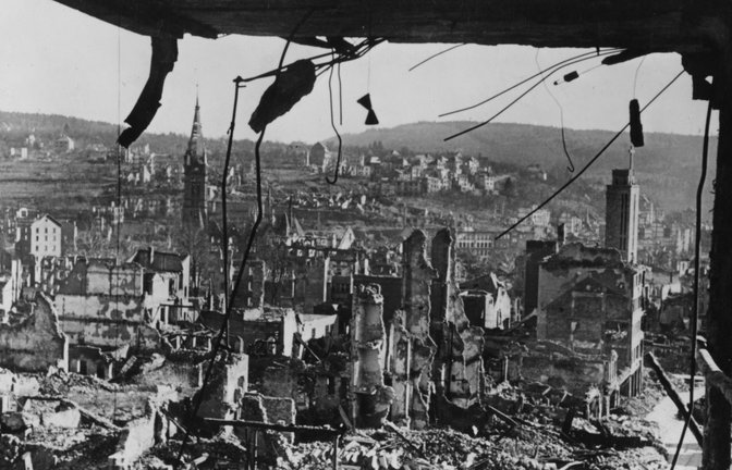 Ein Bild der Zerstörung: Pforzheim nach dem 23. Februar 1945.  <span class='image-autor'>Foto: Stadtarchiv Pforzheim, S1-1-2-S-58, Otto Kropf</span>