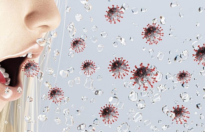 Das Coronavirus Sars-Cov-2 wird beim Niesen und Husten ausgestoßen und verteilt sich im Raum. Wer sich direkt unterhält oder küsst, hat ein entsprechend höheres Ansteckungsrisiko. Foto: ddp