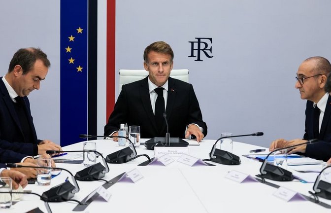 Die Regierung wolle die von den Demonstranten beklagten Probleme angehen, erklärt Frankreichs Präsident Emmanuel Macron.<span class='image-autor'>Ludovic Marin/POOL AFP/dpa</span>