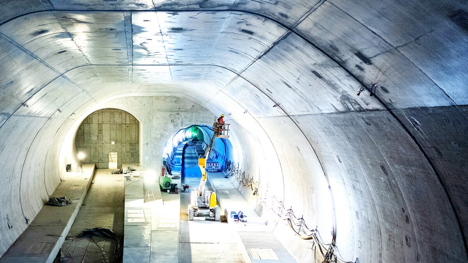 Der Anschluss des künftigen Tunnel Wartberg (links im Bild zu sehen ) ist im Tunnel vom Hauptbahnhof nach Bad Cannstatt vorbereitet.Foto: /Deutsche Bahn/Jannik Walter