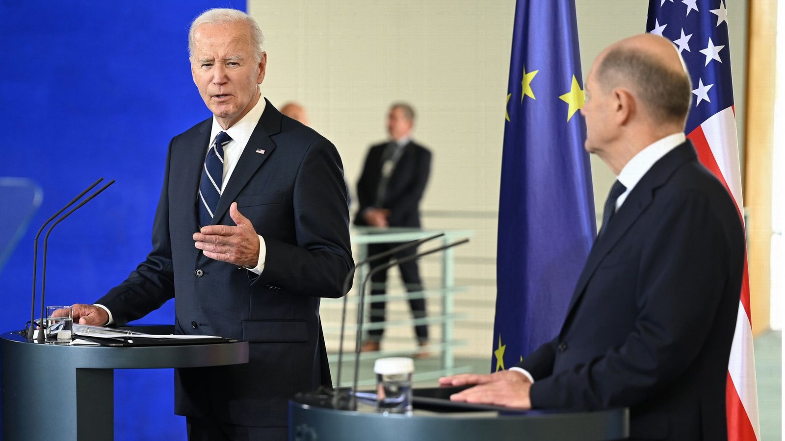 US-Präsident Joe Biden lobt Bundeskanzler Olaf Scholz.Foto: dpa/Rabea Gruber US-Präsident Joe Biden lobt Bundeskanzler Olaf Scholz.Foto: dpa/Rabea Gruber