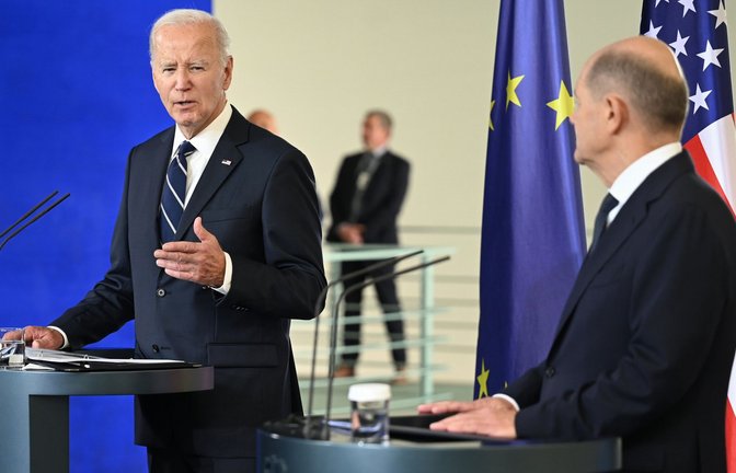 US-Präsident Joe Biden lobt Bundeskanzler Olaf Scholz.<span class='image-autor'>Foto: dpa/Rabea Gruber</span>