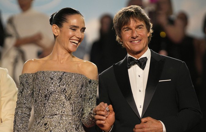 Jennifer Connelly und Tom Cruise bei der Premiere des Films „Top Gun: Maverick’ in Cannes.<span class='image-autor'>Foto: dpa/Daniel Cole</span>