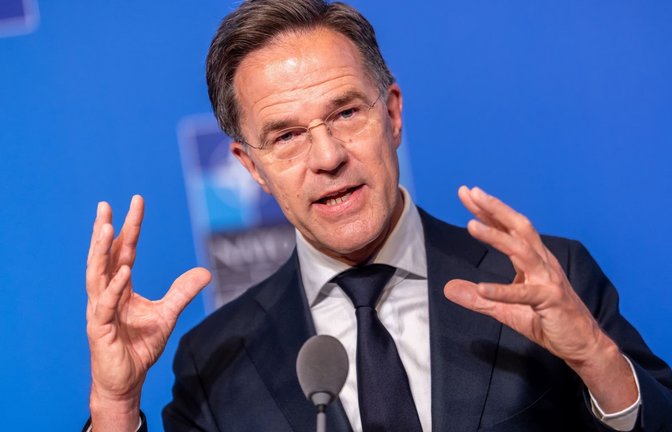 Mark Rutte, Generalsekretär der Nato, nimmt am Pressestatement vor dem NATO-Gipfel dem Treffen des Nordatlantikrats auf Ebene der Staats- und Regierungschefs teil. (zu dpa: «Rutte: US-Angriffe auf Iran «absolut notwendig»»)<span class='image-autor'>Michael Kappeler/dpa</span>