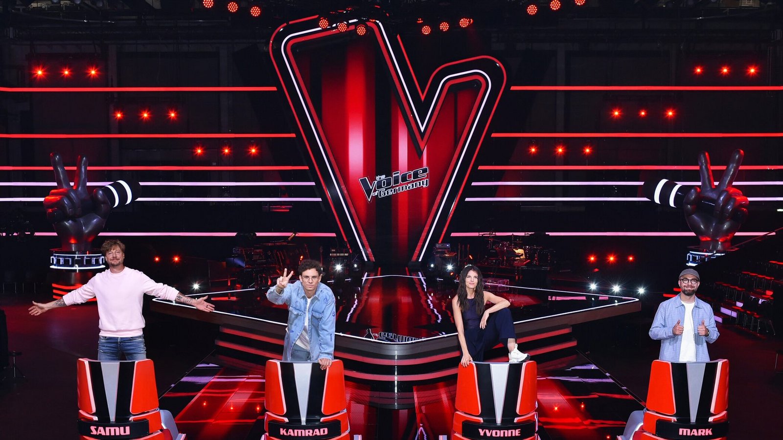 Die Coaches von "The Voice of Germany" 2024 (v.l.n.r.): Samu Haber, Kamrad, Yvonne Catterfeld und Mark Forster.Foto: Joyn/André Kowalski Die Coaches von "The Voice of Germany" 2024 (v.l.n.r.): Samu Haber, Kamrad, Yvonne Catterfeld und Mark Forster.Foto: Joyn/André Kowalski