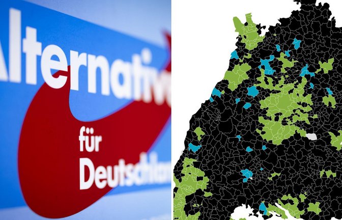 Bei der Landtagswahl hat die AfD in mehreren Kommunen die meisten Stimmanteile gewonnen.<span class='image-autor'>Foto: Christoph Reichwein/dpa/Grafik: Chiara Sterk</span>